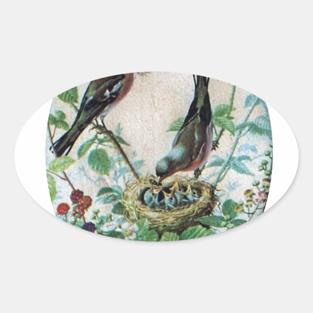 Sticker Ovale Nest of Joy : L'amour du jeune esprit nourdissant  (Devant)