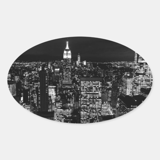 Sticker Ovale New York City Night Skyline (Devant)