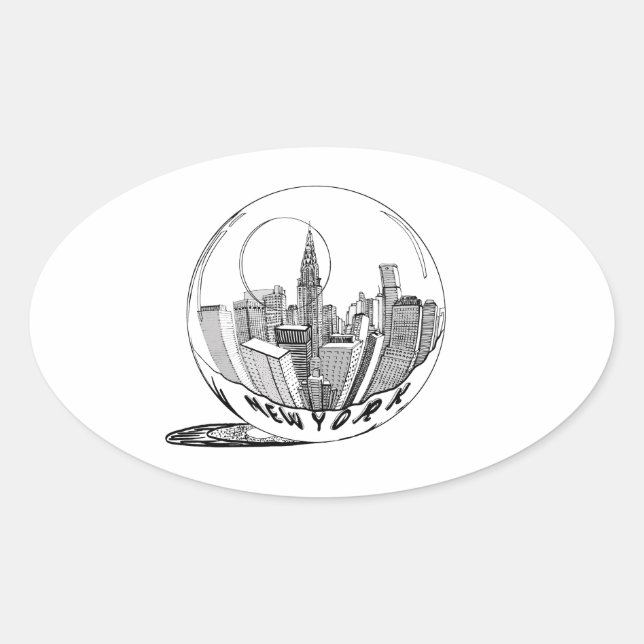 Sticker Ovale New York dans une boule de verre (Devant)