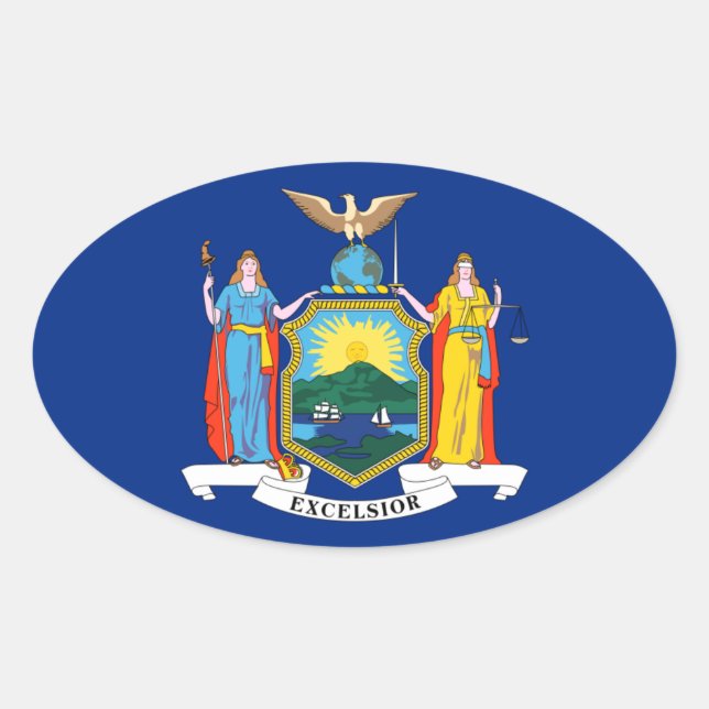 Sticker Ovale New York : l'Empire State, chez Big Apple Flag (Devant)