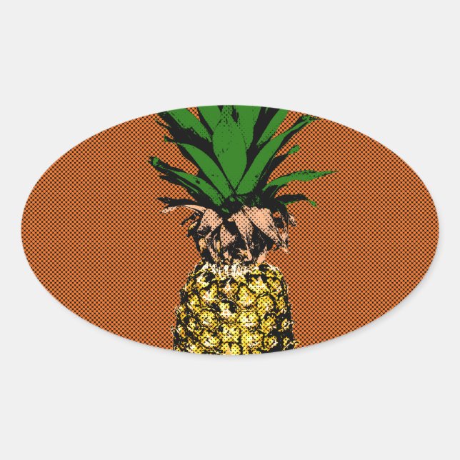 Sticker Ovale Newsprint ananas (Devant)