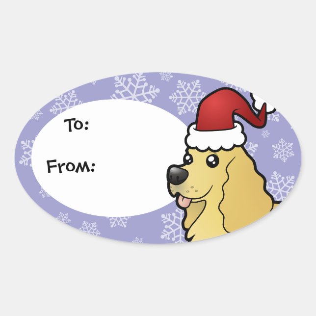 Sticker Ovale Noël American Cocker Spaniel (Devant)