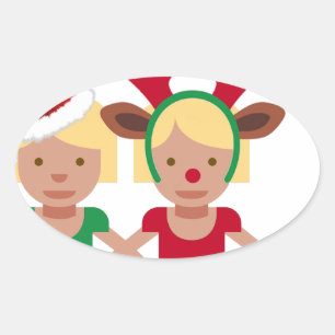 Sticker Ovale noël père Noël jumeaux émoji