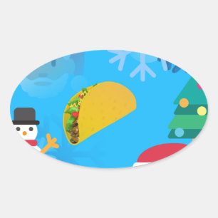 Sticker Ovale noël taco emoji