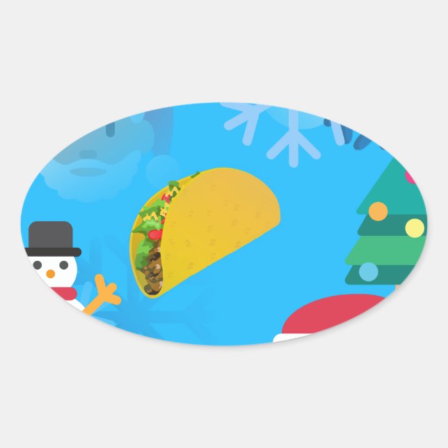 Sticker Ovale noël taco emoji (Devant)