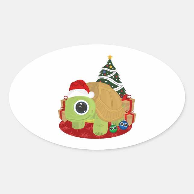 Sticker Ovale Noël - Tortue (Devant)