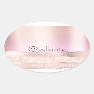 Sticker Ovale Nom 16ème Rose Étincelle  Blush Ombre  Mariage INS
