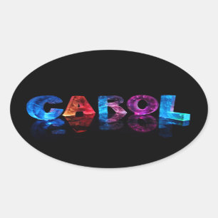 Sticker Ovale Nom Carol en lumières 3D