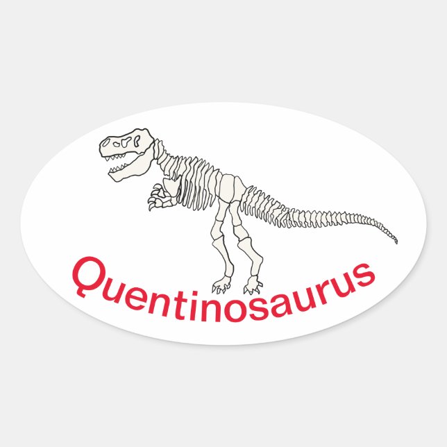 Sticker Ovale Nom de dinosaure personnalisé (Devant)