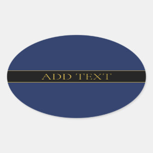 Sticker Ovale Nom de famille ou nom commercial Marine Blue & Gol