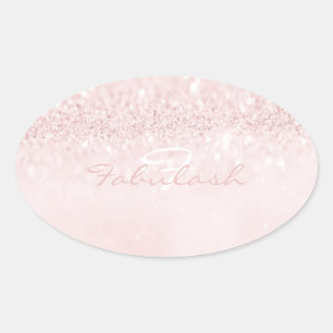 Sticker Ovale Nom en pastel 16 de monogramme de rose scintillant