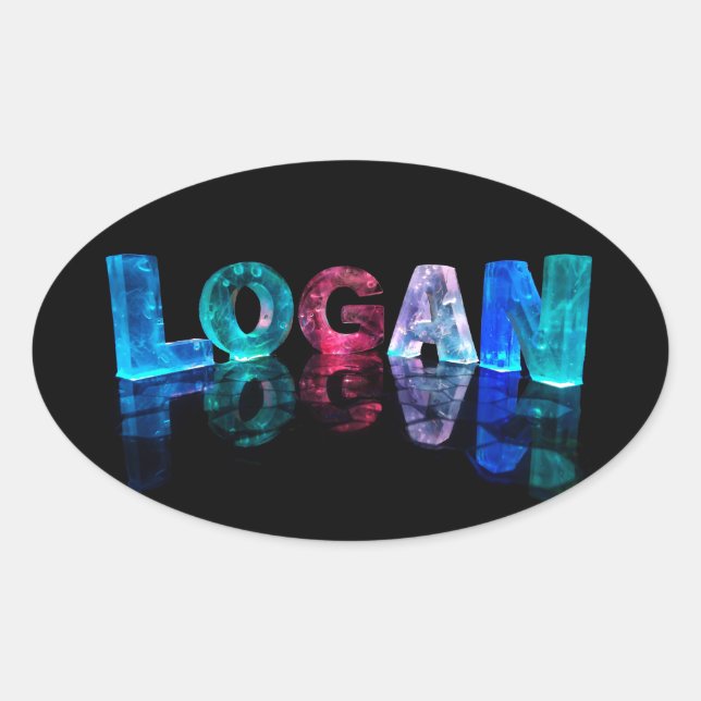 Sticker Ovale Nom Logan en lumières 3D (photo) (Devant)