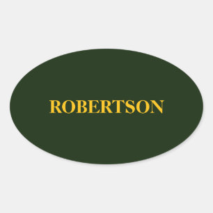 Sticker Ovale Nom personnalisé minimaliste vert