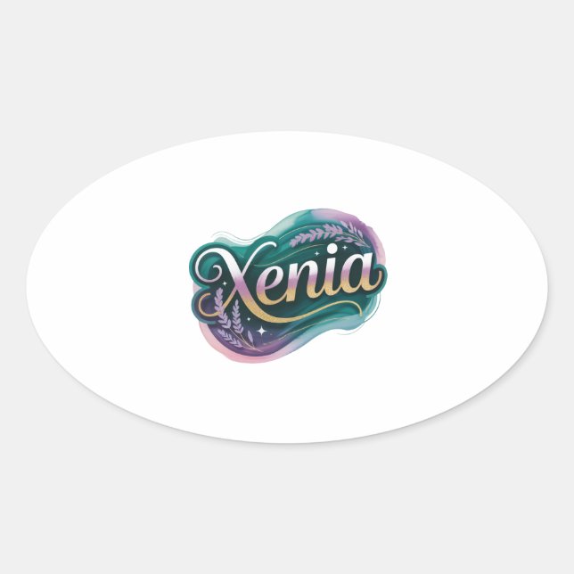 Sticker Ovale Nom Xenia (Devant)