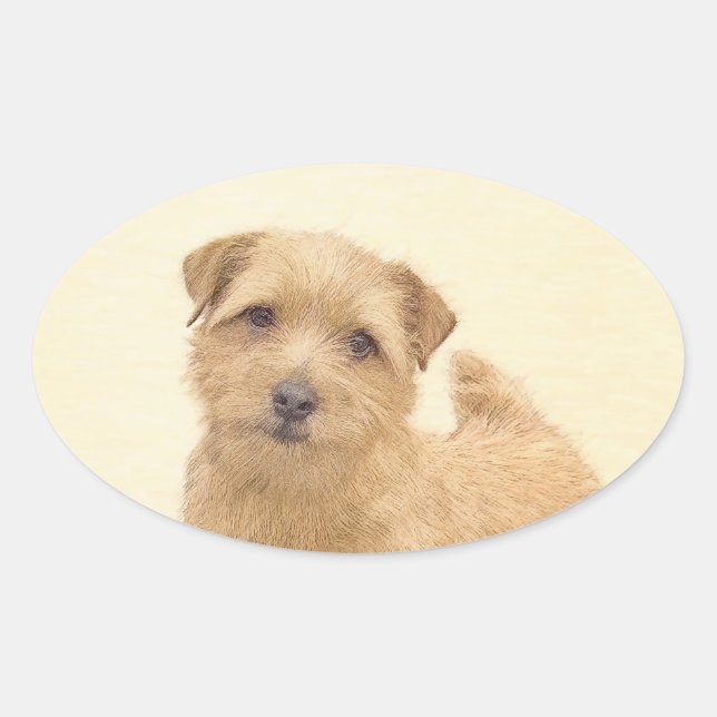 Sticker Ovale Norfolk Terrier Peinture - Art Chien original (Devant)