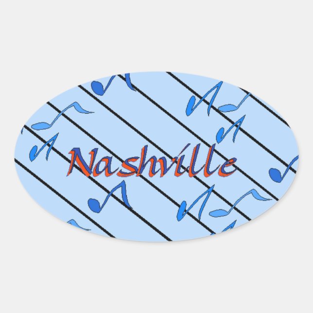 Sticker Ovale Notes de Nashville bleu (Devant)