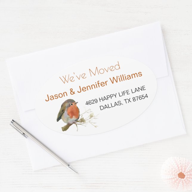 Sticker Ovale Nous avons déplacé le changement d'adresse Nouvell (Enveloppe)