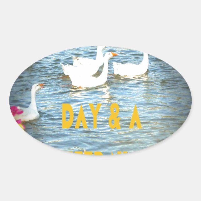 Sticker Ovale Nous laissons toujours nos clients heureux et sati (Devant)