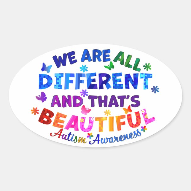Sticker Ovale Nous sommes tous différents (Devant)