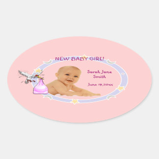 Sticker Ovale Nouvelle petite fille
