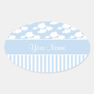 Sticker Ovale Nuages mignons et rayures