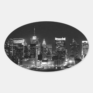 Sticker Ovale Nuit à New York