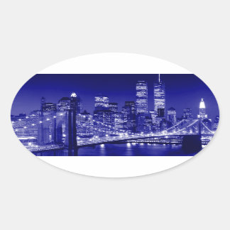 Sticker Ovale Nuit bleue à New York