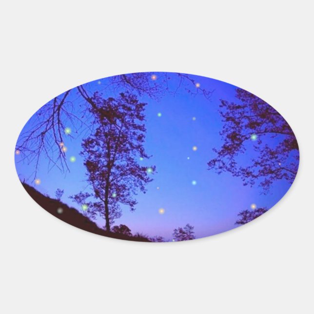 Sticker Ovale Nuit enchantée (Devant)