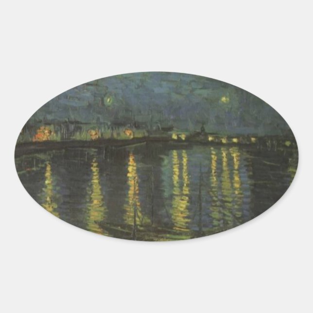 Sticker Ovale Nuit étoilée sur le Rhône (Devant)