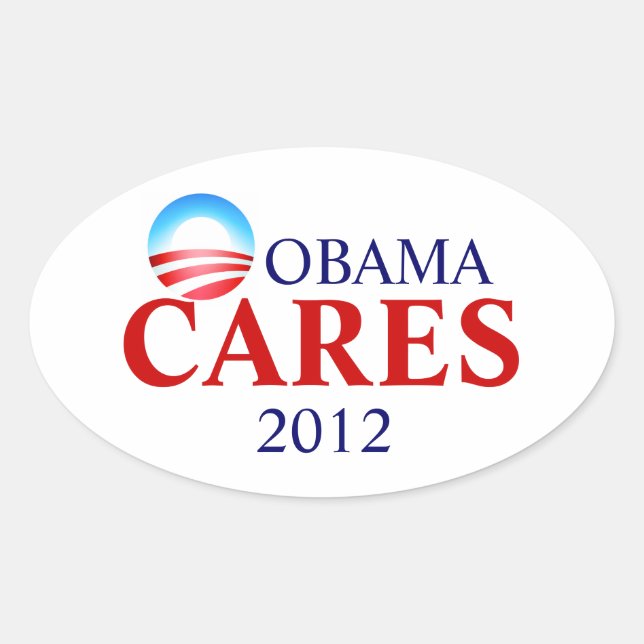 Sticker Ovale Obamacare signifie qu'Obama s'en soucie ! (Devant)
