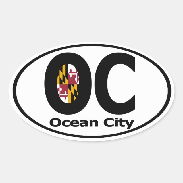 Sticker Ovale Ocean City Maryland Decal (jeu de 4) (Devant)