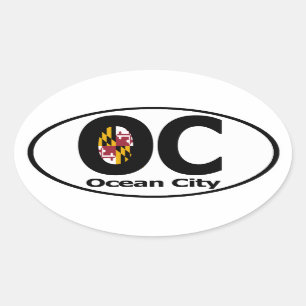 Sticker Ovale Ocean City Maryland Decal (jeu de 4)