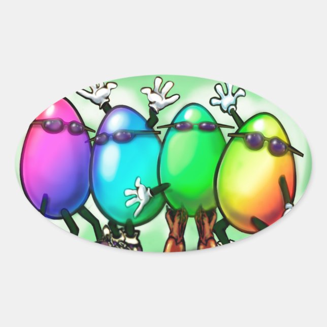 Sticker Ovale Oeufs de Pâques (Devant)
