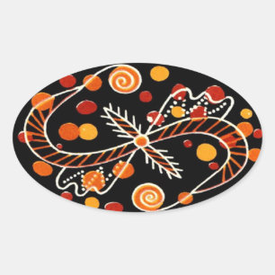 Sticker Ovale OEufs de Pâques ukrainiens pysanques