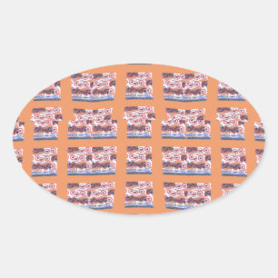 Sticker Ovale Oeuvre d'art unique et élégante pour tous les âges