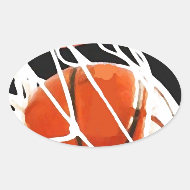 Sticker Ovale Oeuvre de basket-ball (Devant)