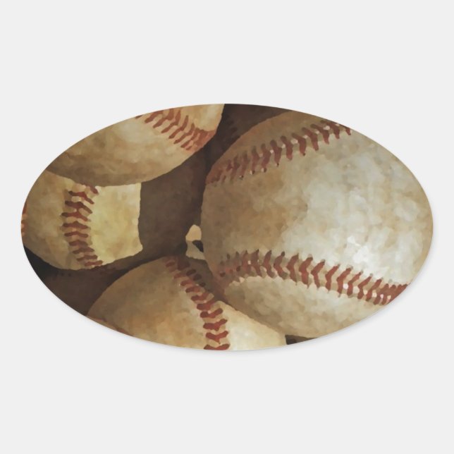 Sticker Ovale Oeuvre tendance de baseball (Devant)