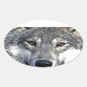 Sticker Ovale OEuvre Wolf Eyes