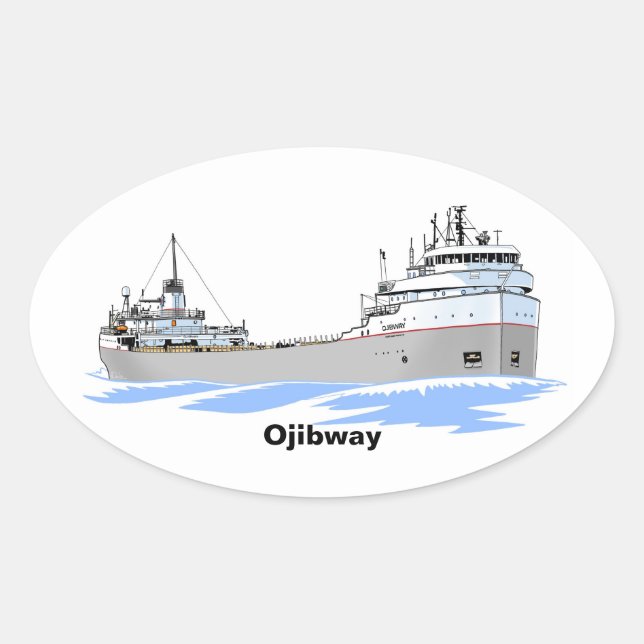 Sticker Ovale Ojibway, cargo des Grands Lacs (Devant)