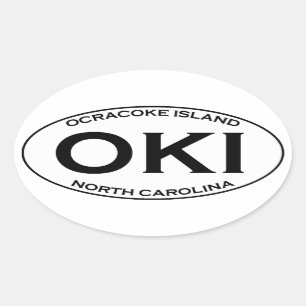 Sticker Ovale OKI - Logo ovale de l'île Ocracoke