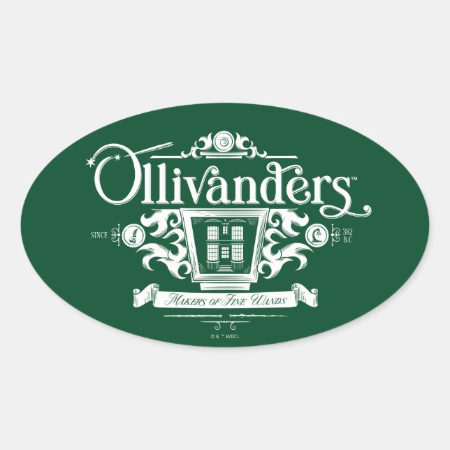 Sticker Ovale OLIVANDERS™ Fabricants de Baguettes Magiques (Devant)