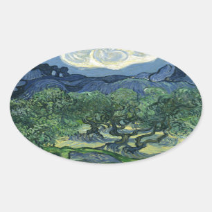 Sticker Ovale Olive Trees par Van Gogh