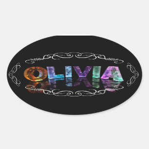 Sticker Ovale Olivia nommée - nom dans les lumières