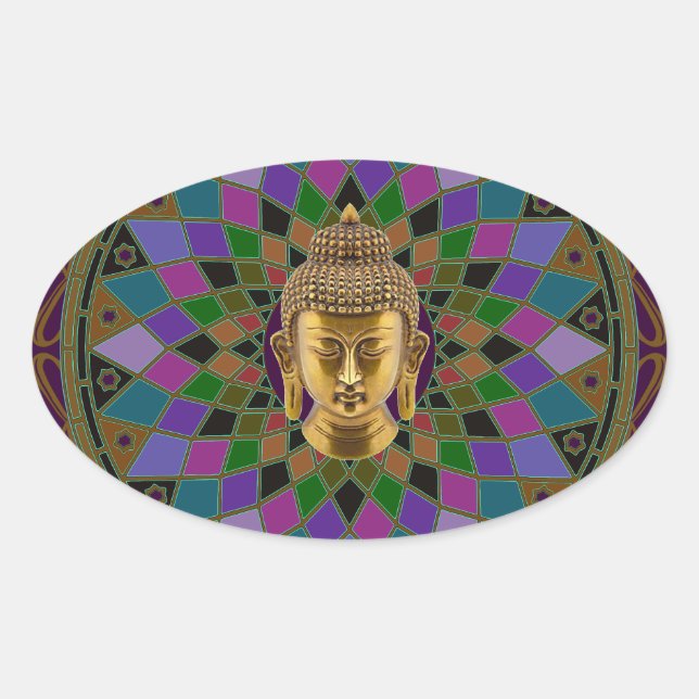 Sticker Ovale Om Buddha Mandala (Devant)
