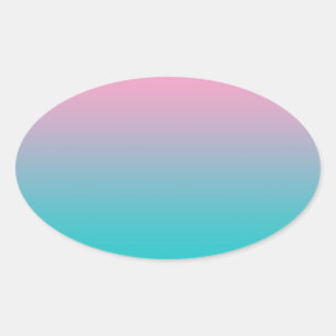 Sticker Ovale Ombre rose et turquoise