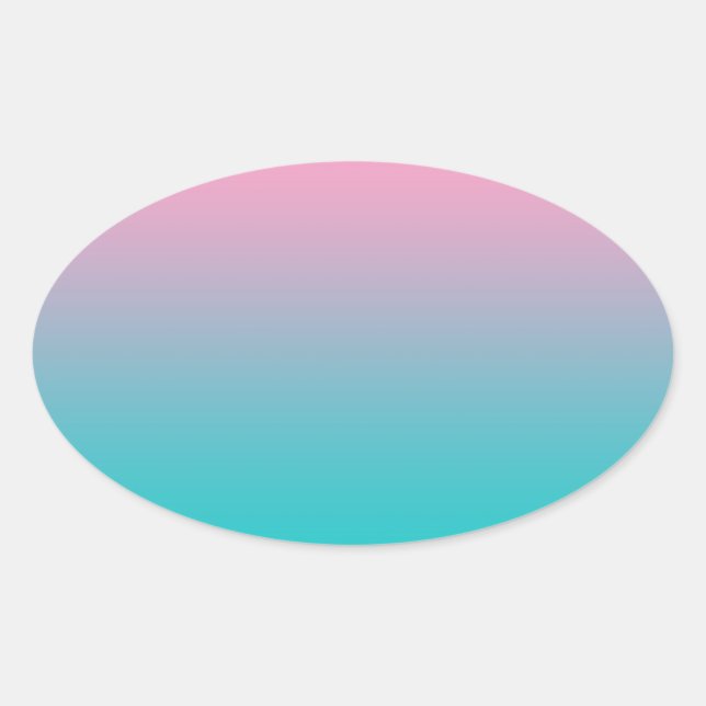 Sticker Ovale Ombre rose et turquoise (Devant)