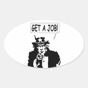 Sticker Ovale Oncle Sam Obtient Un Emploi