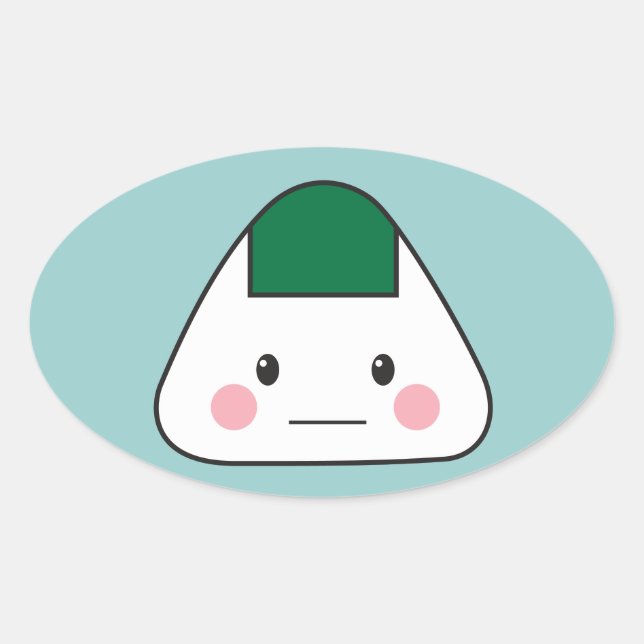 Sticker Ovale Onigiri omusubi Japonais balle de riz nori algues (Devant)