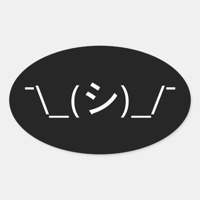 Sticker Ovale Oops Shrug Emoticon ; -\_(シ)_/ (Devant)