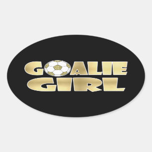 Sticker Ovale Or de fille de gardien de but du football
